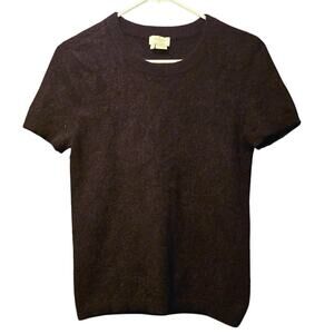 Kate Spade black rabbit hair short sleeve sweater size large